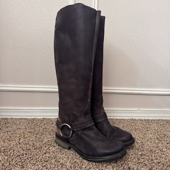 Steve Madden Judgement Women's Size 7M Distressed Leather Tall Moto Boots - Picture 2 of 15